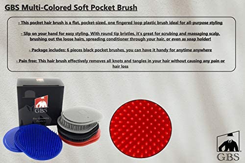G.B.S Colored Palm Hair Brush Portable Styling Comb, Set of 8 Made in USA