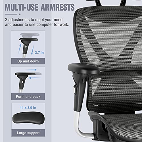 Gabrylly Ergonomic Office Chair, Large Mesh Chair with Lumbar Support