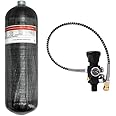 TUXING 6.8L/414ci Carbon Fiber Paintball HPA Air Tank,4500psi PCP Air System Dual Gauge Valve 24-inches High Pressure Hose with Double Quick Diconnect
