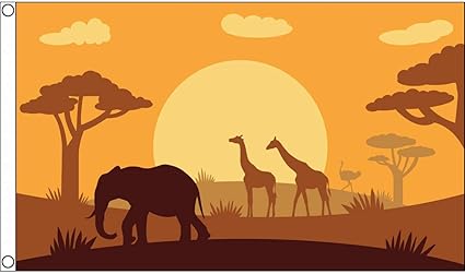 Az Flag Drapeau Animaux Savane Africaine 150x90cm Drapeau Safari Animaux D Afrique 90 X 150 Cm Drapeaux Amazon Fr Jardin