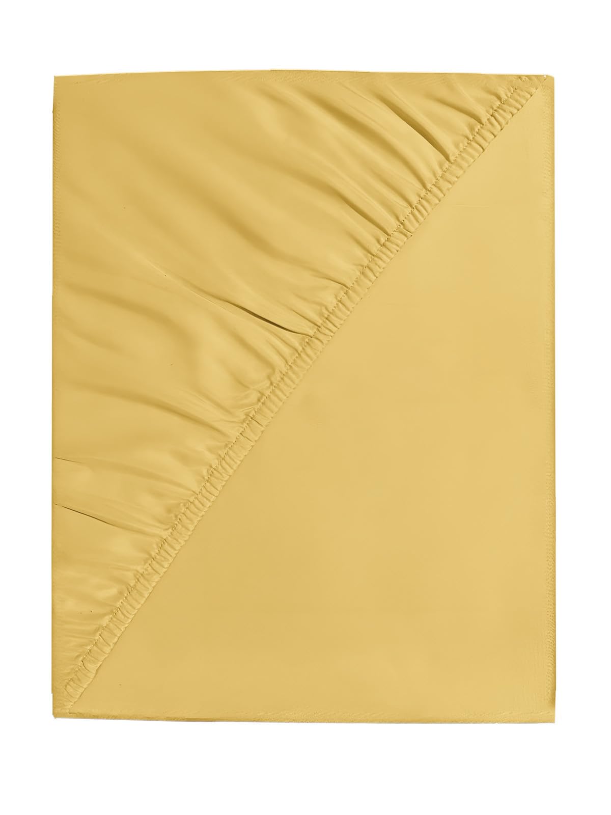 Ev Dekor Double Fitted Sheet Ochre | Yellow - Deep Pocket Bedsheet 14inch (35 cm) - Soft Brushed Microfiber Fitted Bed Sheet Double bed – Easy Care Bottom Sheets, 35cm deep fitted sheets