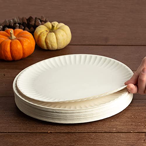 thumbnail image 2 of 9 Inch Uncoated Paper Plates 100 Count - Disposable White Plates For Everyday Meals & Events 2 of 12