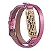 GHIJKL Compatible Fitbit Flex 2 Bands, Metal and Genuine Leather Wristband Replacement for Fitbit Flex 2, Flex2 Strap Style (Gold Color Metal/Pink Leather)
