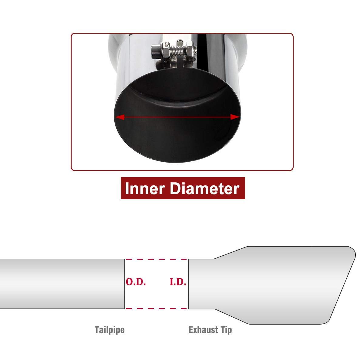 Upower Diesel Exhaust Tip 5 Inch Inlet 6" Outlet 15" Long Tailpipe Universal For Trucks Car Stainless Steel Bolt-On