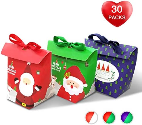 Christmas Candy Boxes,Small 3D Christmas Holiday Gift Box Set for Party Favors, Candy, Ornaments, Toys, Baked Goods and Games – 30 Pack