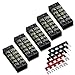 MILAPEAK Terminal Block and Strip - 10pcs (5 Sets) 5 Positions Dual Row 600V 25A Screw Terminal Blocks with Cover + 400V 25A 5 Positions Pre-Insulated Terminals Barrier Strips (Black & Red)