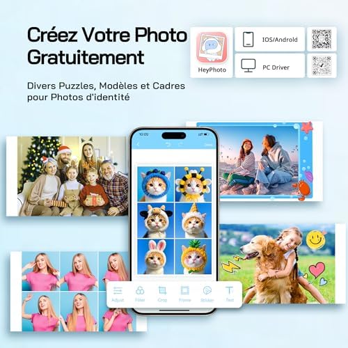 Imprimante Photo instantanée de 54 Feuilles (4 x 6 Pouces), Prend en Charge la Connexion Wi-FI, Applications de retouche Photo créatives pour Smartphone