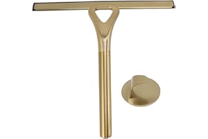 8.9x8.7inch Gold Stainless Steel Shower Squeegee Window Squeegee with Hanging Hook Glass Wiper Squeegeer Cleaning Tool for Cl