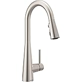 Moen Sleek Spot Resist Stainless One-Handle, Single-Hole Pulldown Kitchen Faucet with PowerBoost Technology for Faster Water 