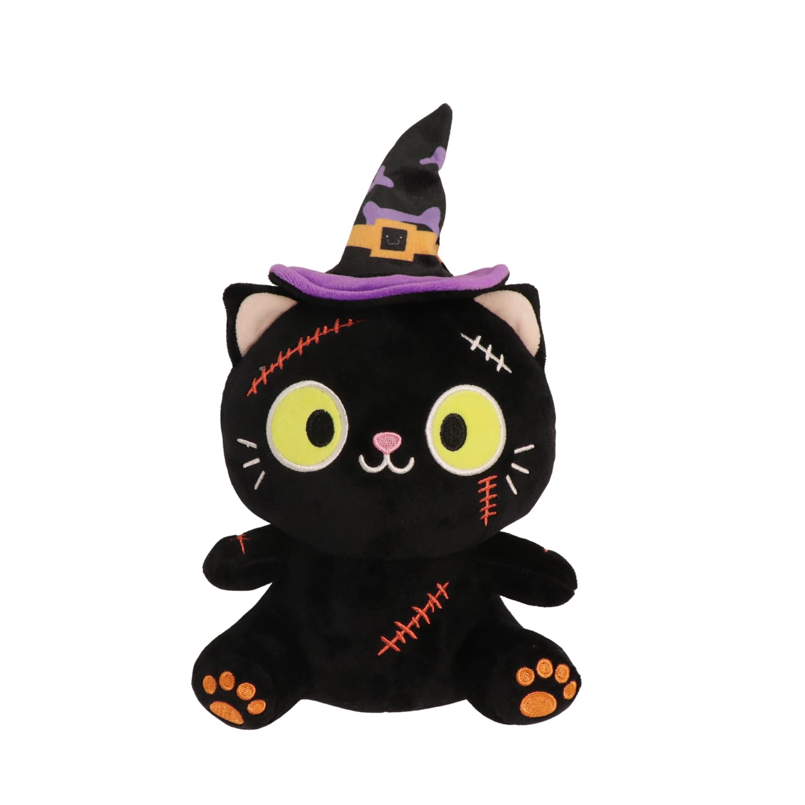 Photo 1 of NJXQLL Halloween Plush Toy, Black Cat Stuffed Animal Plush Pillow, with Hat & Stitched Wound Halloween Plushies Toys for Adults and Kids, Birthday Party Favor Home Decor