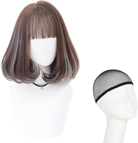 Amazon Co Jp シミュレーションビッグスカートウィッグスーツ女性ショートヘアボボーヘッドナチュラルリアルバックルショートカーリーヘア 色 チョコレート色 ホーム キッチン