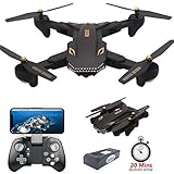 Teeggi VISUO XS809S Drone with Camera Live Video WiFi FPV RC Quadcopter with 720P HD Camera Foldable Drone for Beginners - Altitude Hold Headless Mode One Key Off/Landing APP Control Long Flight Time
