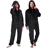 Unpifolov Men and Women Flannel Pajamas Four Magic College Styles Jumpsuit Couple Adult Sportswear Hooded Homewear