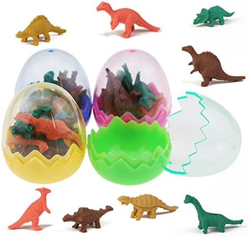 Easter Eggs With Toys Inside For Kids Boys Girls / Easter Basket Stuffers Fillers Animal Dinosaurs / Easter Eggs Toys Filled / Egg Shakers for Babies Toddler Teen (4 Pack)