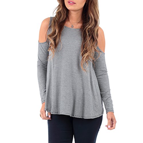Women s draped flowy cold shoulder tunic top by rags and couture …