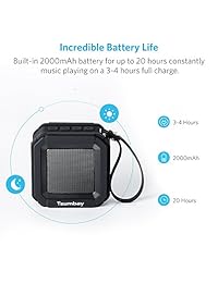 Mini portátil al aire última intervensión altavoces bluetooth IPX6 resistente al agua de ducha altavoces por tsumbay, inalámbrico sonido estéreo, 20 horas de tiempo de reproducción, potente driver de 5 W y graves mejorados, micrófono integrado