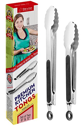 Salad Tongs Tongs For Cooking Serving Utensils - Set Of Serving Tongs 9 Inch And Grill Tongs 12 Inch