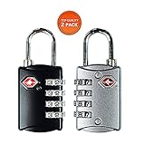 TSA Combination Lock 4 Digit Combination Luggage Padlocks for Travel Baggage Backpack Locker Suitcase(Black+Silver)
