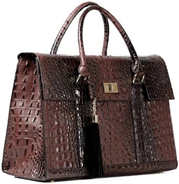16" Stylish Designer Faux Leather Laptop / Ipad / Tablet Handbag Shoulder Bag Women's Executive Fashion Briefcase Handbag - "Savannah Heritage" Limited Edition (Coffee Brown)