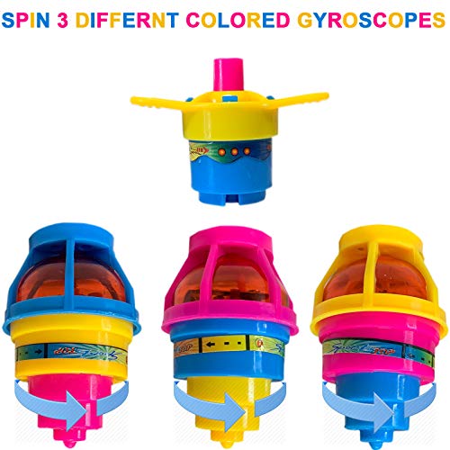 Huji Toy LED Light Up Flashing Gyroscope Spinning Top Toys Novelty Party Favors (12 Pack)