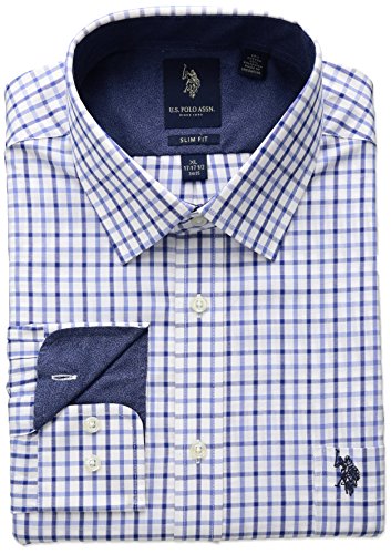 U.s. polo assn. men s slim fit plaid semi spread collar…