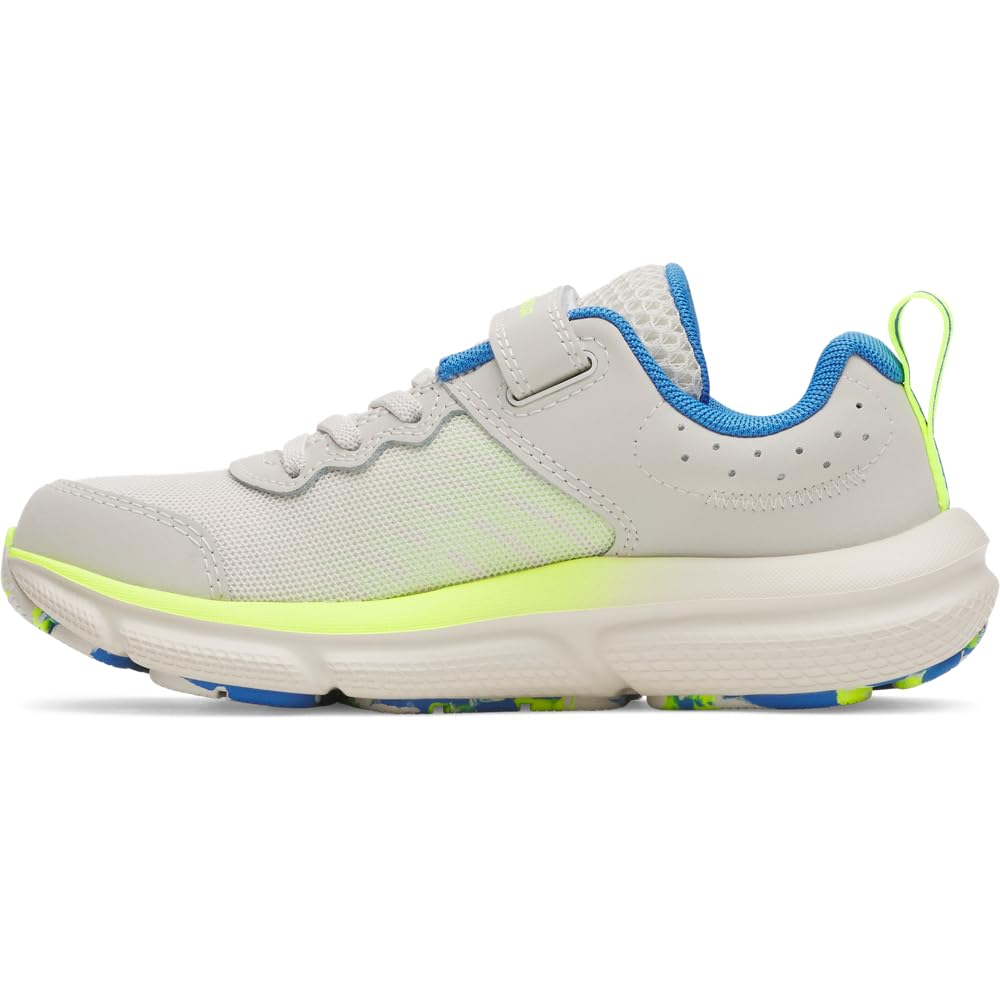 Under Armour Boys' Pre School Assert 10 Alternate Closure, (110) Summit White/High Vis Yellow/Blue Atlantis, 11K, US Image