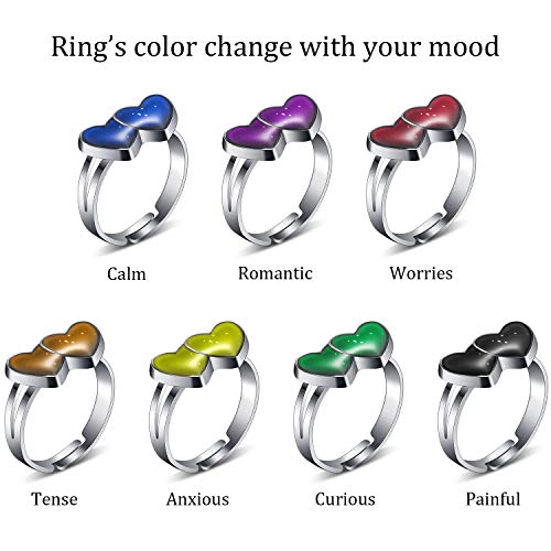 Hicarer 15 pieces mood rings for kids adjustable mixed color changing