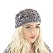 Cute Tinsel Sparkle Winter Knit Headband w/Crochet Flower, Acrylic Ear Warmer