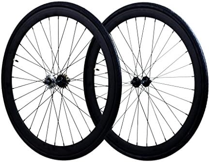 Fixie Wheels Set Fixed Gear Flip-Flop Rear Wheels 45mm with Kenda Tires 25C, Matte Black