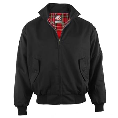 WARRIOR Black Harrington Jacket With Tartan Lining Retro/Mod ...