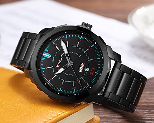 CURREN Relojes para Hombres Sport Reloj de Cuarzo 3ATM Waterproof Hombres Reloj de Acero de tungsteno - Imagen 4