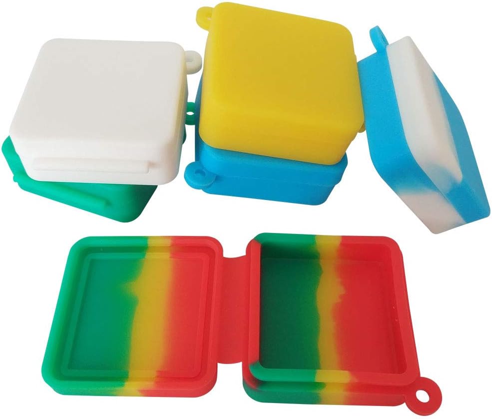 Silicone Containers Jars 5pcs/lot 9ml Square Connected Assorted Color Container For Dab Silicone Storage Containers Wax Concentrate Silicone Jars Dab Containers (5)