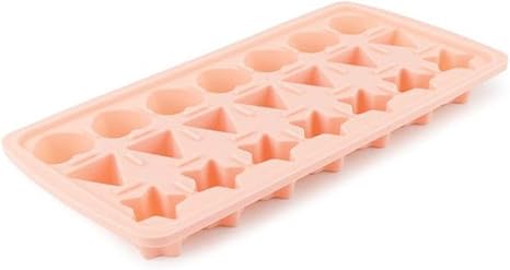 Amazon Tmtop 製氷皿 かわいい おしゃれ 星形 ハート形 三角形 三つの形 製氷器 アイストレー ２１個取り フタ付き シリコン製 アプリコットピンク 製氷皿 オンライン通販
