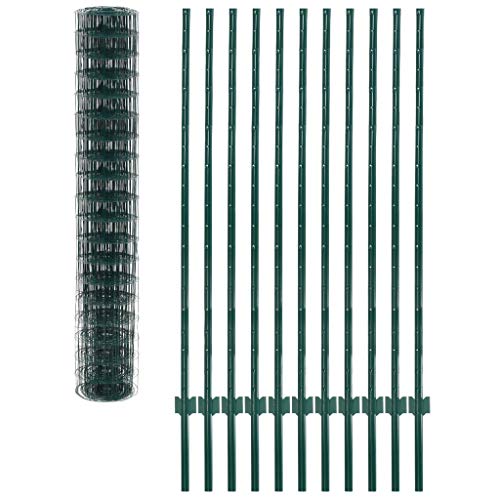 yorten Zäune Metallzaun Set Teichzaun Gartenzaun Gitterzaun aus Stahl 20 x 1,5 m (L x H) Grün Maschenweite 76 x 63 mm – Bild 3