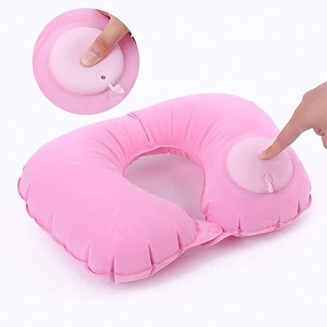 Zomoza 1pcs Automatic Air Inflatable U Shape Travel Pillow Neck