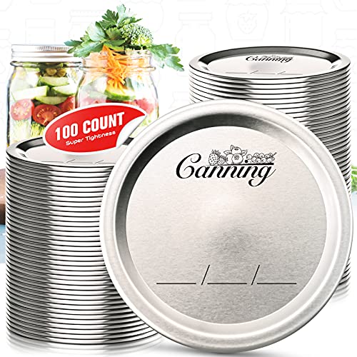 Canning Lids 100 Count, Regular Mouth Mason Jar Lids for Ball, Kerr