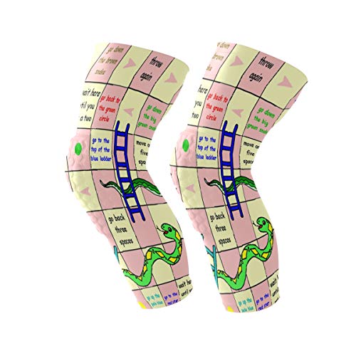 Knee Sleeve Pin Snakes Ladders Full Leg Brace Compression Long Sleeves Pant Running, Jogging, Sports, Crossfit, Basketball, Joint Pain Relief, Men and Women 1 Pair