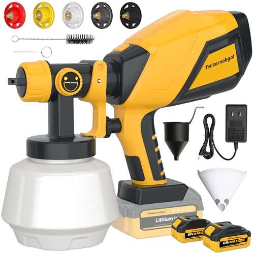 Cordless Paint Sprayer, 1200ML Electric Spray Gun with Dual 4.0Ah Batteries | 5 Nozzles, 3 Spray Patterns and Adjustable Spray Width for Furniture, Cabinets, Fences, Walls & DIY Projects. Easy Cleaning