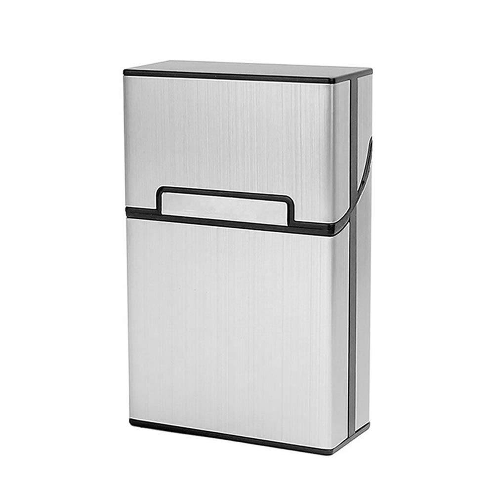 Lightweight Aluminum Cigarette Case Silver Metal Box Holder