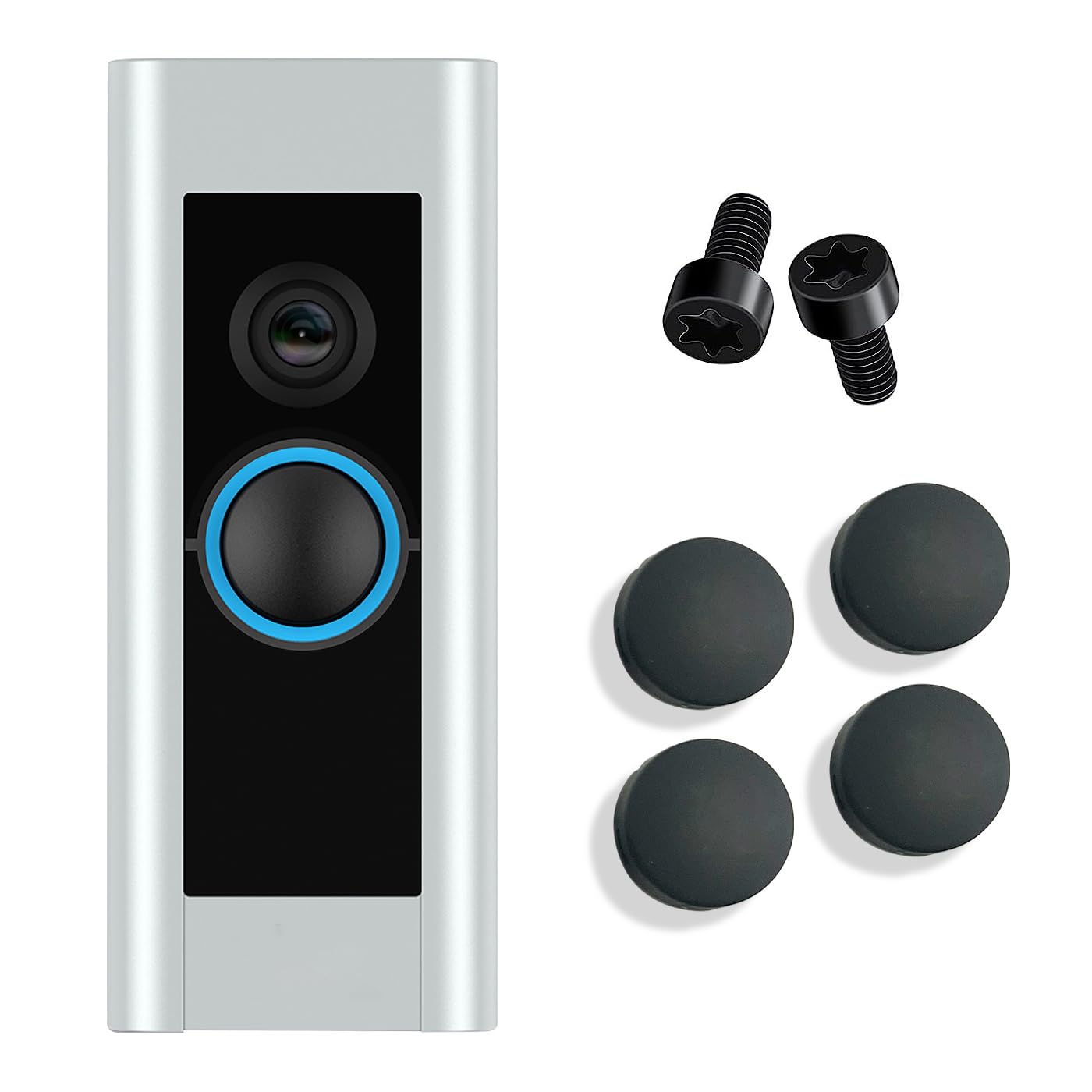 Doorbell Button Replacement, Doorbell Pro Peephole Camera and Video Doorbell Elite Buttons Replacement, Come with 4Pack Buttons / 2Pack Screws, Repair Split Cracked Broken Button (Black)