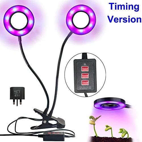 MG MULGORE Plant Grow Light 12W Dual-lamp 3 Modes Timer(3H/6H/12H) Growth Light for Promote Indoor Garden Plant Grow