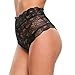 COSYOU Sexy Panties Women High Waist Lace Thongs and G Strings Underwear Ladies Hollow Out Underpants Imitation Lingerie (XL, Black)