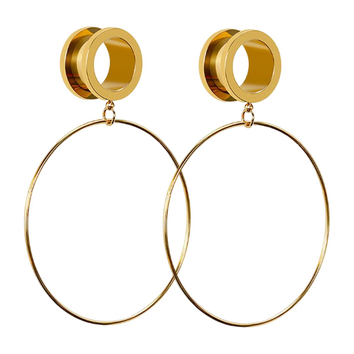 BOOM Ear Tunnels Plugs Stretchers Stainless Steel Piercing 2pcs Gold 14mm