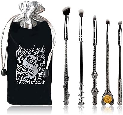 Pro 5PCS Harry Potter Fans Authentic Wizard Wand Makeup Brushes Set Kit + Bag - Silver