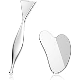 ESSBES Stainless Steel Gua Sha Board & Acupressure Pen Facial Tools, Lymphatic Drainage Massager for Face, Chin & Jawline Sculpting, Skin Care Gift for Mom Women