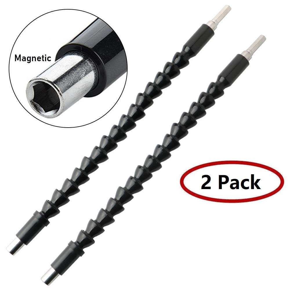Maexus Flexible Drill Bit Extension - Magnetic Hex Soft Shaft, Flexible Screwdriver Extension for Connect Drive Shaft Tip Drill Bit Kit Adaptor (2 Pcs)