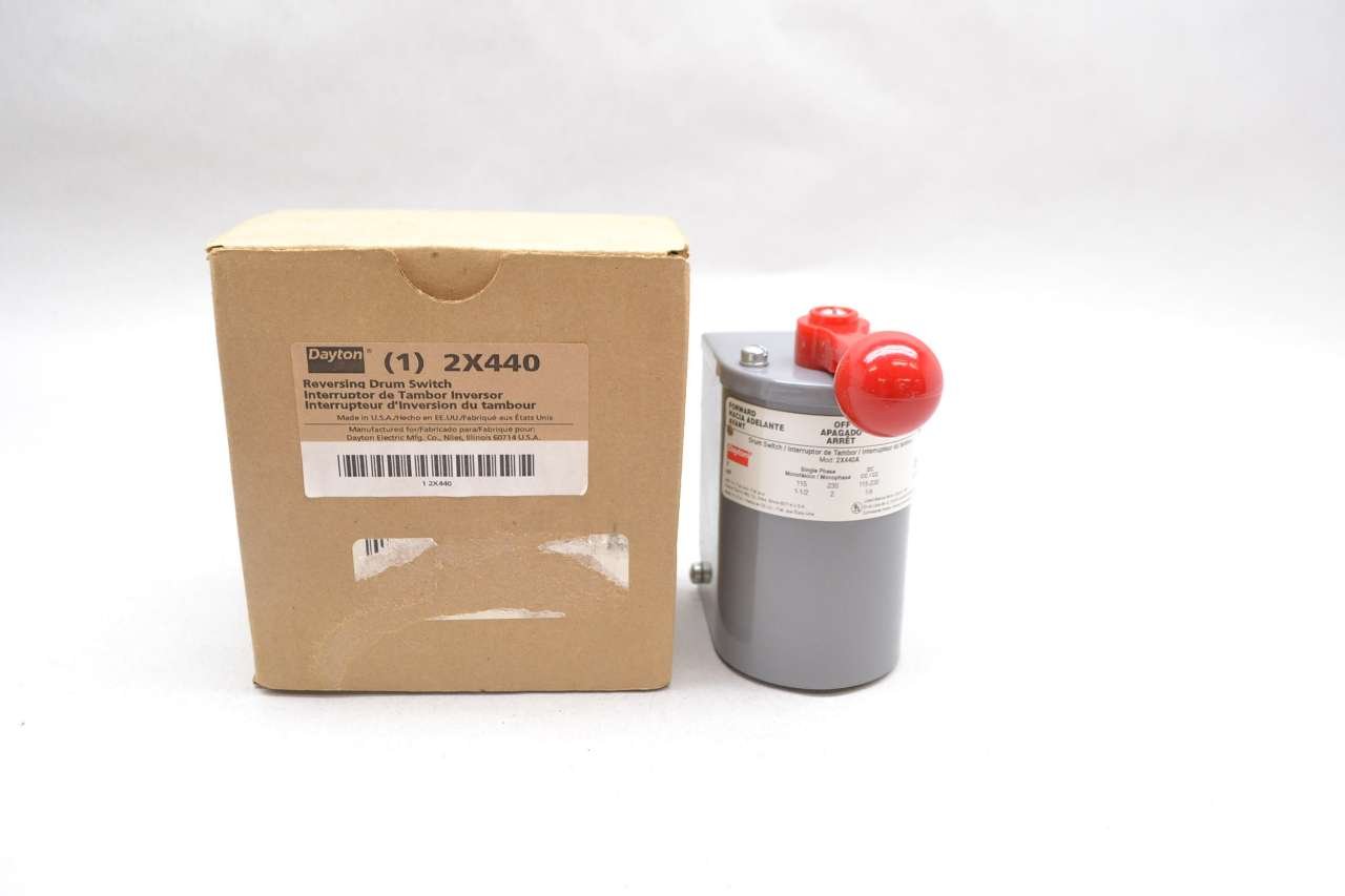 NEW DAYTON 2X440 REVERSING DRUM SWITCH 230V-DC