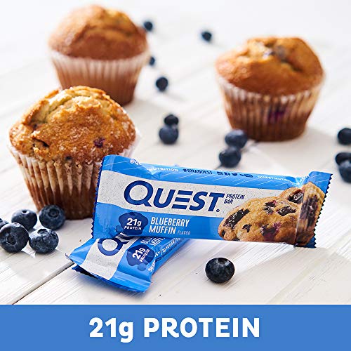 Quest Nutrition Blueberry Muffin Protein Bars, High Protein, Low Carb, Gluten Free, Keto
