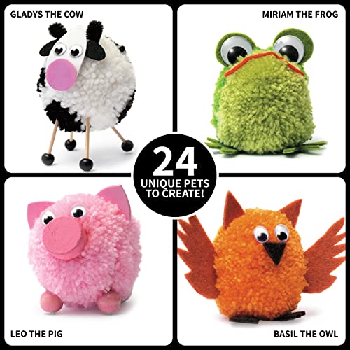 SpiceBox Pom Pom Pets, Yarn Craft Kits for Kids, Make Your Own Animals, Children's DIY Activity