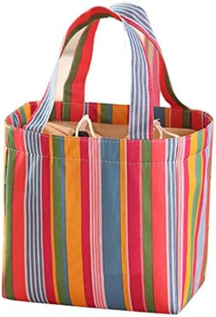 Lunch Bags , ONELUNCHBAG ❤❤ Stripe Inner Aluminum Foil Lunch Bag for Women Men (Red)